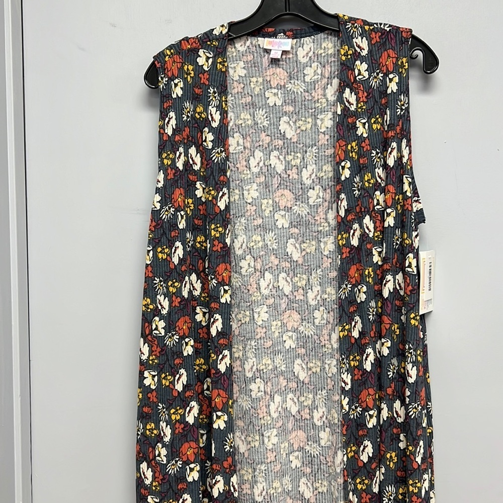 NWT LuLaRoe Joy Floral Ribbed Duster Vest